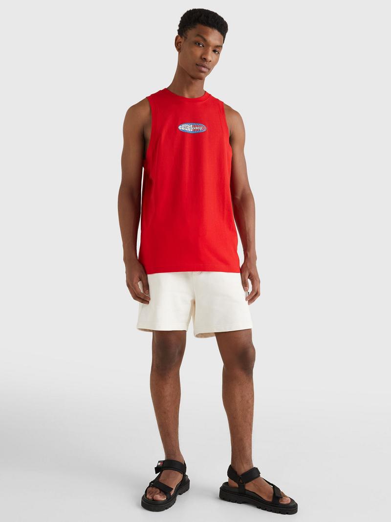 Férfi Tommy Hilfiger Surf globe logo tank Póló Piros | HU 860AHK